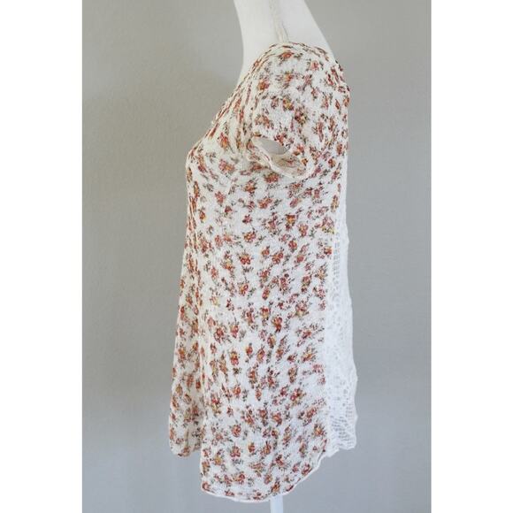Free People Boho Floral Crochet Top Shirt Size L - Picture 4 of 6